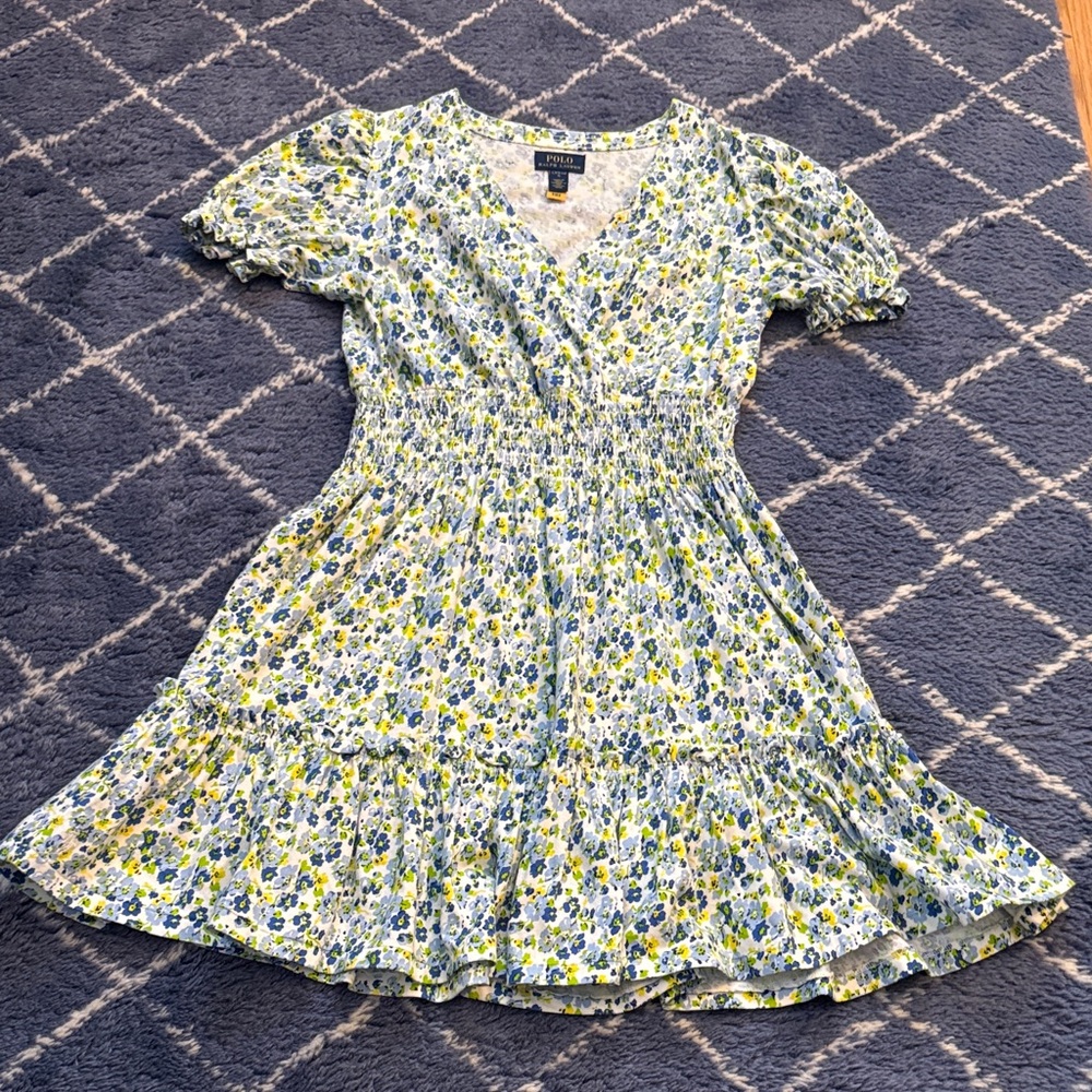 Polo by Ralph Lauren Floral Kids Dress in Blue and Yellow - size L(12/14)